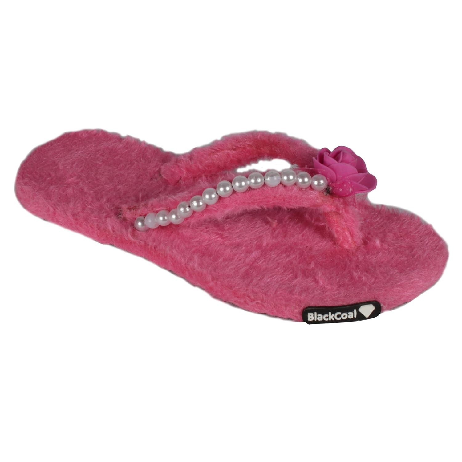 blackcoal women slipper girls casual fur flip- flops & house slippers ffw158