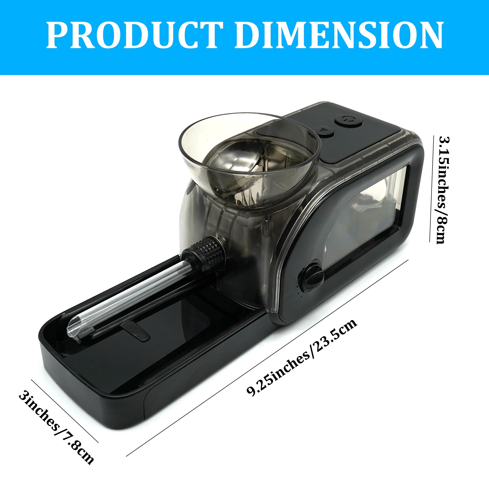 Electric Tobacco Cigarette Rolling Machine, Portable Cone Loader Injector Machine, Multi-Color Pulsating Light Black Adjustable Roller for Cigarette Fit 5.5/6.5/8mm & Pre Rolled Cones for King Size