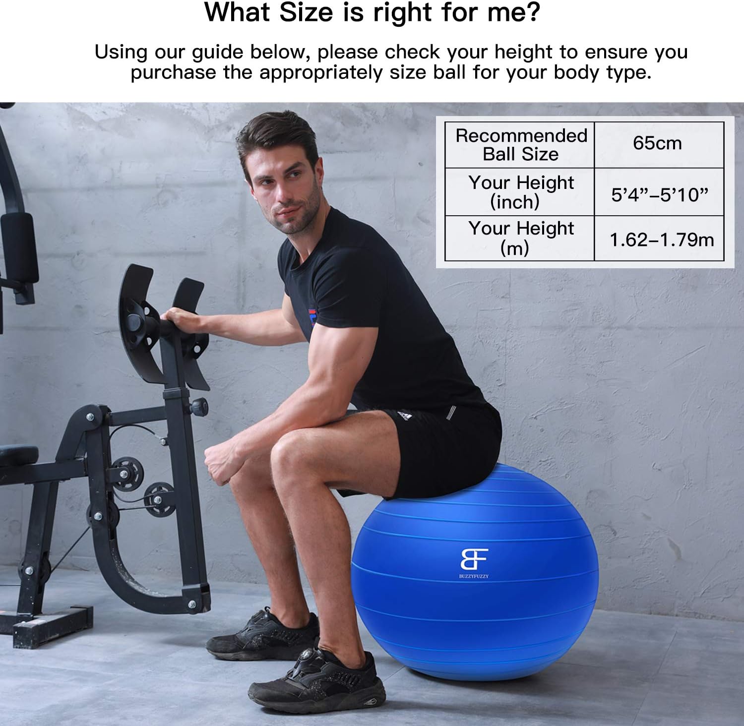 65cm exercise ball height