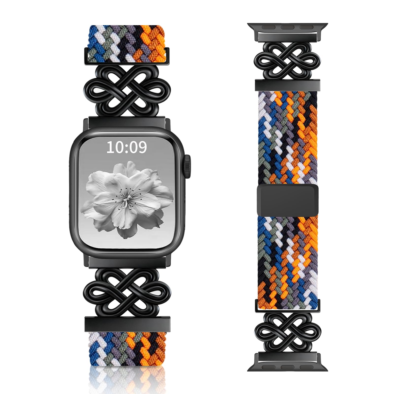 Chinber Braided Band Compatible with Apple Watch Bands 40mm 38mm 41mm 42mm 44mm 45mm 46mm 49mm, Magnetic Clasp Fabric Nylon Interlock Buckle Straps for iWatch Ultra Series 10/9/8/7/6/5/4/3/2/1/SE