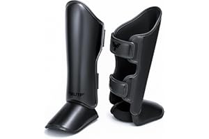 Elite Sports Muay Thai Shin Guards Kickboxing MMA Muay Thai Leg Instep Protective Pads, Martial Art Kicking Sparring Training Gear for BJJ Karate Boxing Taekwondo