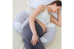 pobopobo Pregnancy Pillow for Pregnant Women, Soft Pregnancy Body Pillow, Maternity Pillow Used to Support and Relieve Pain or discomfort in The Waist, Abdomen and Buttocks, Adjustable (Grey)