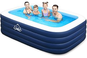 EISENFUER Inflatable Swimming Pool with 4 Air Chambers，99"x60"x28" Heavy Duty Deepened and Thickened Kids Pool, Swimming Pool for Adults Kids Family, Blow up Pool for Backyard, Garden,Outdoor