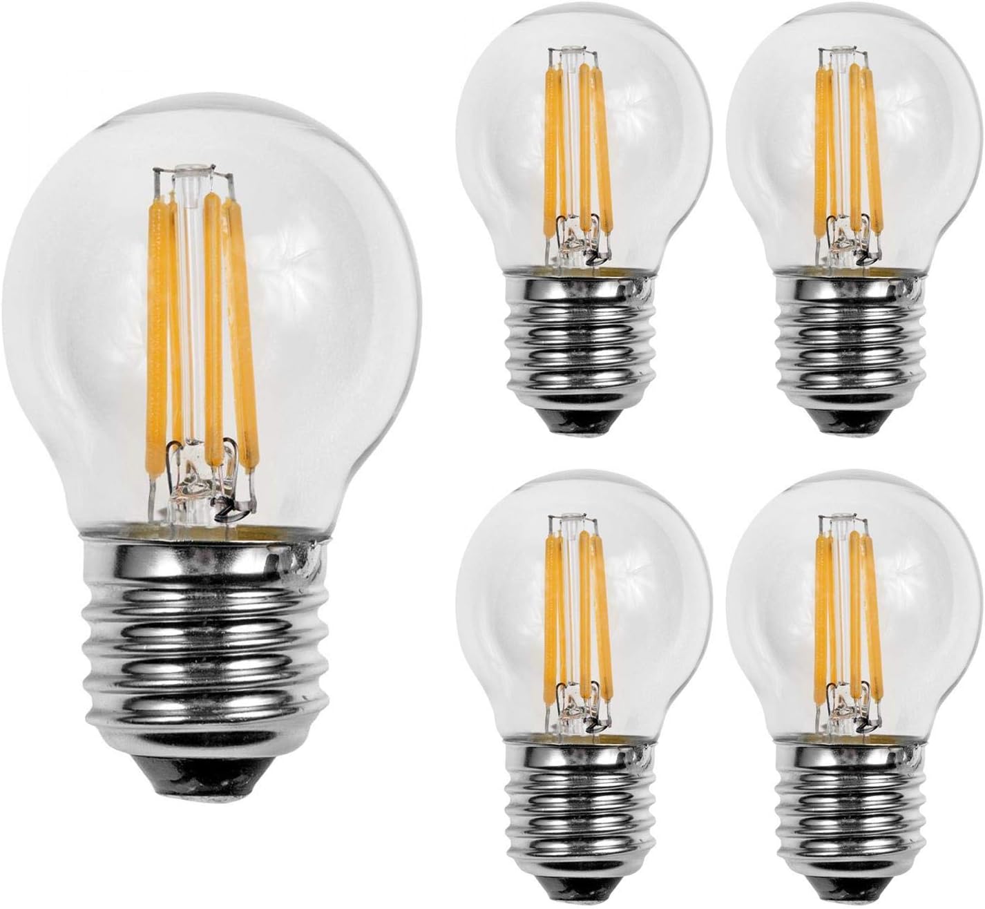 paul russells LED Filament Golf Ball Light Edison Screw E27, 25w Equivalent Replacement Bulb, 2.5W 250LM Mini Globe G45 LED Bulbs, 2700K Warm White, Energy Saving Chandelier Lightbulbs, Pack of 5