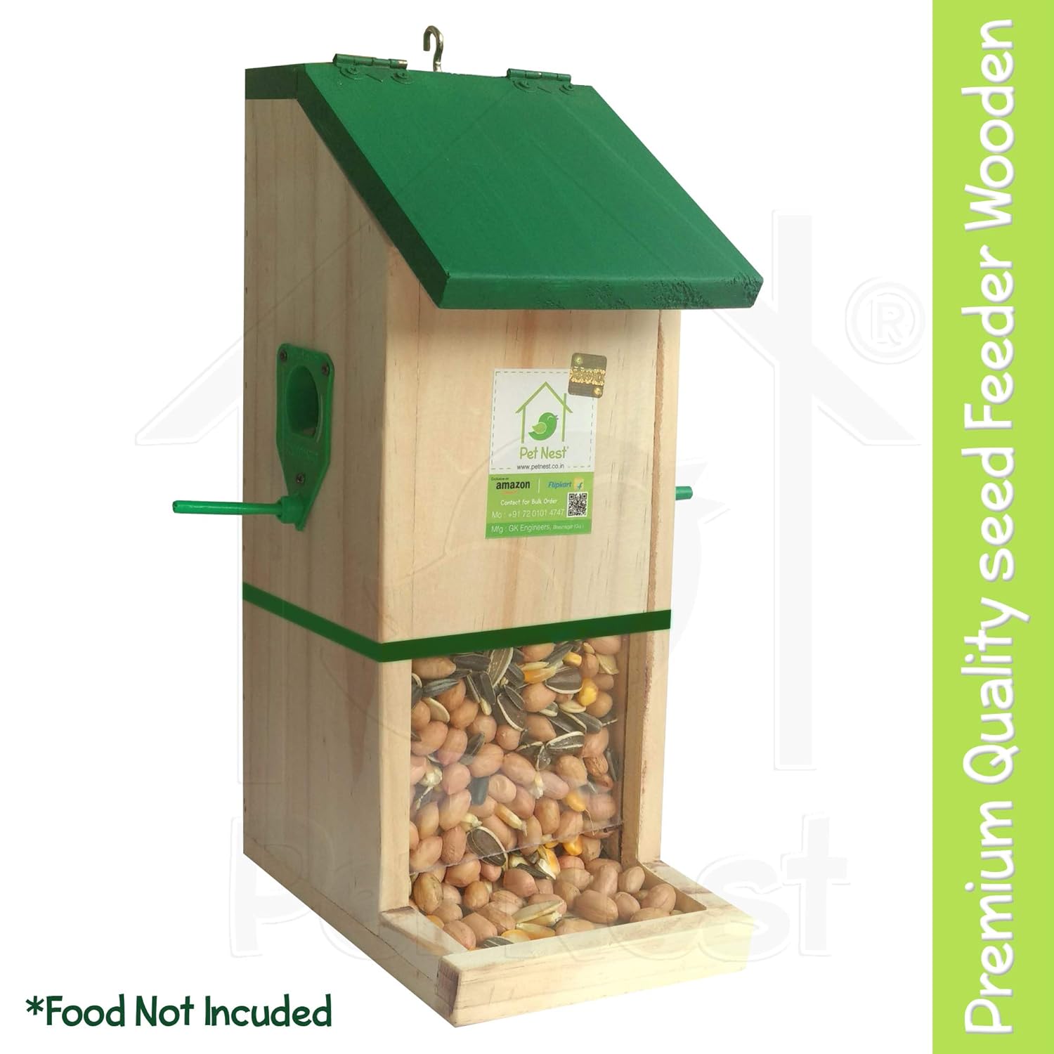 Petnest Wooden Hanging Bird Feeder For Parrot And Small Birds