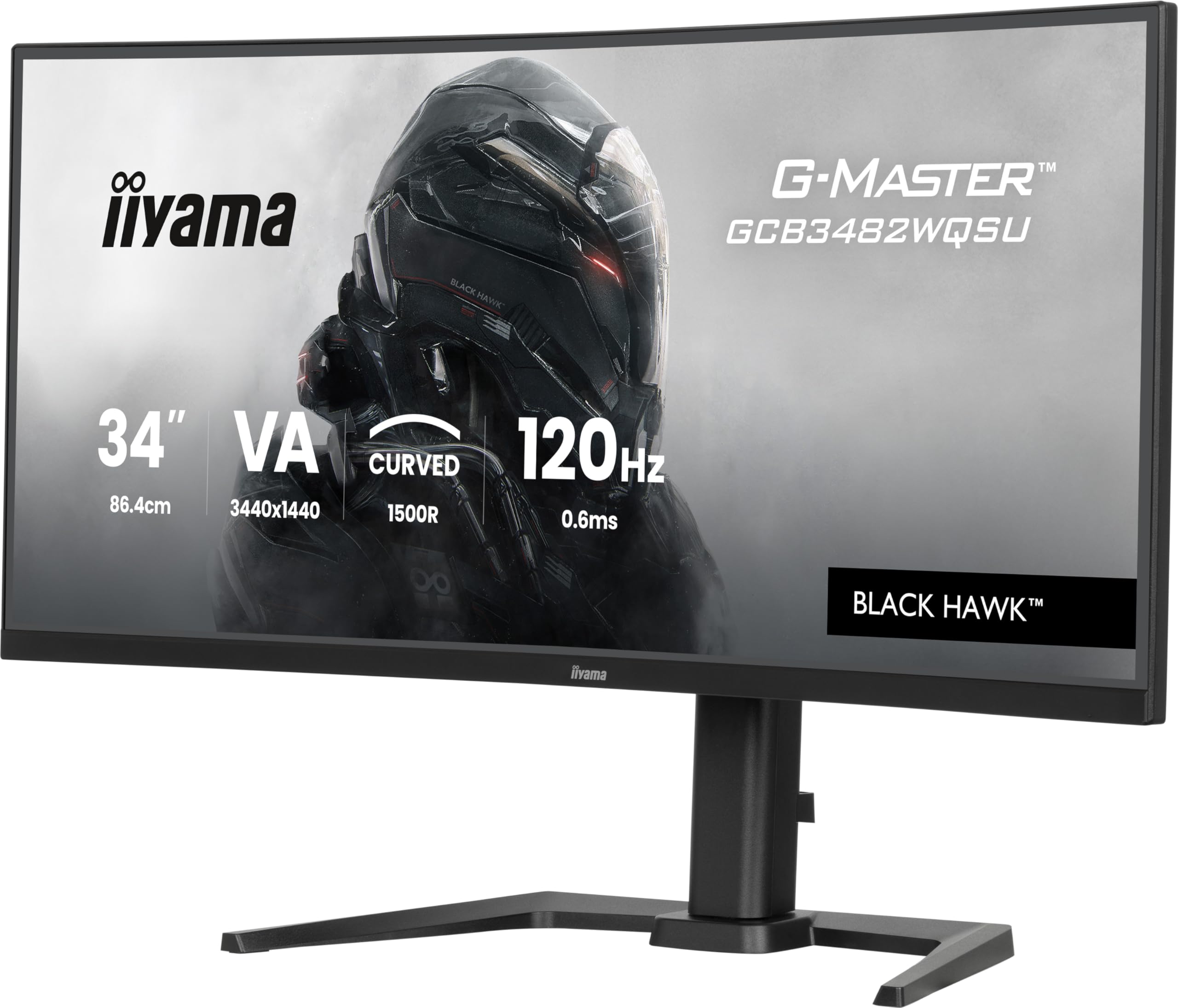 iiyama G-Master Black Hawk GCB3482WQSU-B1 Curved 1500R 86.4cm 34“ VA LED Gaming Monitor UWQHD HDMI DP USB3.2 USB-C 0.6ms 120Hz HDR400 FreeSync Premium Höhenverstellung schwarz 3