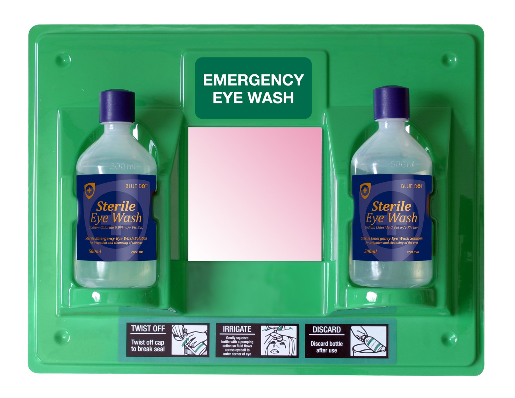 Blue Dot Eye Wash Station 2 Bottles of 500 ml, Green