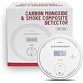 10-Year Battery Smoke and Carbon Monoxide Detector 2-in-1 with Digital Display, 85dB Visual & Audible Alarm, Easy Setup for Living Room,Camper,RV, Brings Peace of Mind
