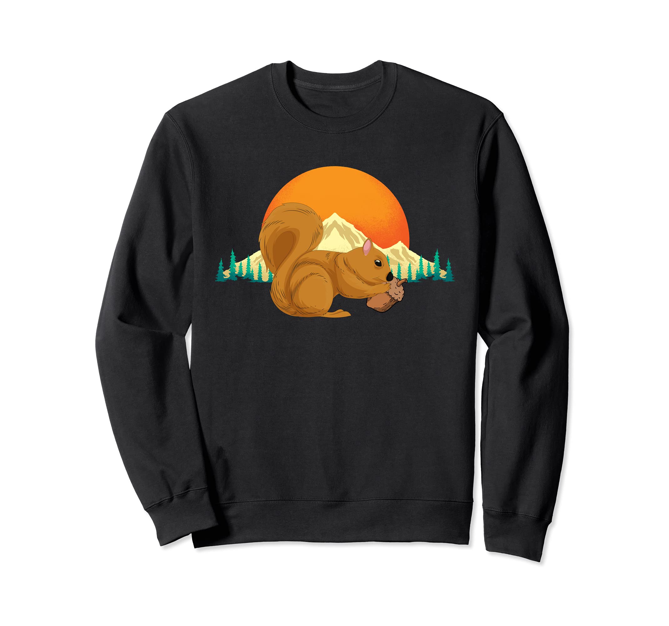 Nuts Wildlife Nature Animal Lover Mountains Sunset Squirrel Sweatshirt