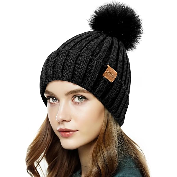 FURTALK Winter Beanie Knit Hat for Women Warm Fleece Lined  display picture 2