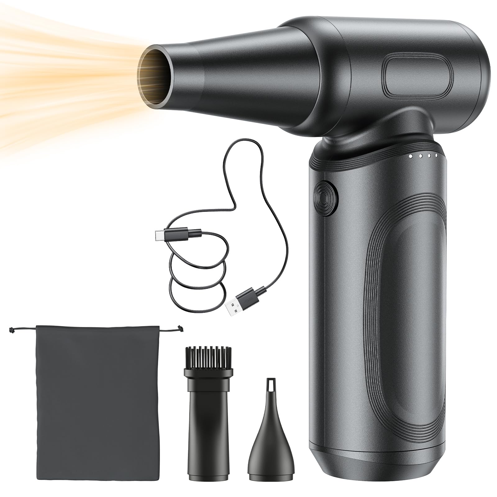 エアダスター 電動エアダスター 最強ブロワー ブロワー 洗車 150m/sな風速 4段階風量調整 300000RPM 超強力 7500mAh USB-C充電式 ブラシレスモーター 小型 PC掃除 空気入れ コードレス 日本語取扱説明書商品画像