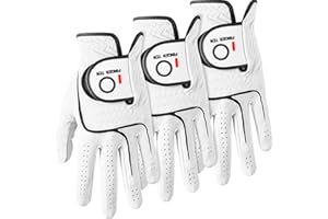 FINGER TEN Mens All Premium Soft Cabretta Leather Tour Fit Grip Left Hand Lh Right Hand Rh with Cadet Size Golf Gloves Value 3 Pack Size from Small to XXL