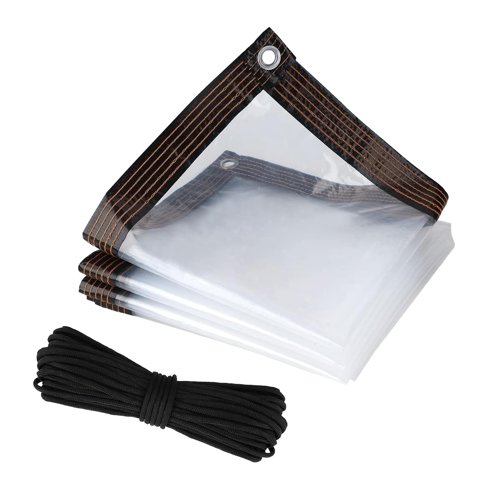 MADGININE 1m x 2m Clear Plastic Sheet Waterproof,Large Clear Tarpaulin Waterproof Heavy Duty,Chicken Rabbit Hutch Cover,for Greenhouse Garden Outdoor Furniture Chicken Shed,with Eyelets and 5m Rope