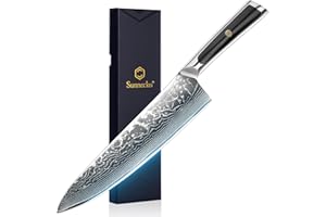 Sunnecko Chef Knife 8 Inch, Sharp Kitchen Knife Damascus Chefs Knife Vg-10 High Carbon Stainless Steel