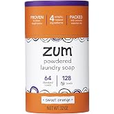 Zum Powdered Laundry Soap - Sweet Orange, 32 oz | Washes up to 64 loads using plant-based ingredients like coconut oil, baking soda, and essential oils
