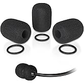 Cordro 3 PCS Mic Cover for Bose A20 Aviation Headset, Replacement Windscreen for Bose A30 A20 Microphone Spongue Pop Filter, Foam Cover WindScreen Black