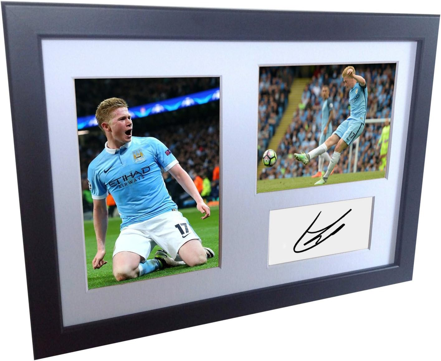 Photographs - Signed Black Soccer Kevin De Bruyne Manchester City Autographed Photo Photographed Picture Frame A4 12x8 Football Gift