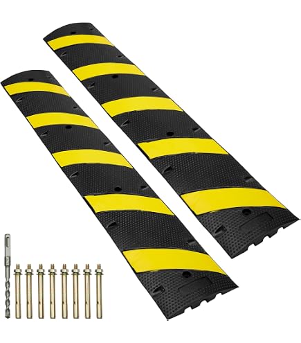 Speed Bumps ABUKY 2pcs 6 Feet Rubber Driveway Modular Heavy Duty Speed 72 4 X 12 2 4 Inch Cable Protector Ramp Garage Gravel Roads Asphalt Concrete 2pack 6ft Spe Speed Bumps For Asphalt
