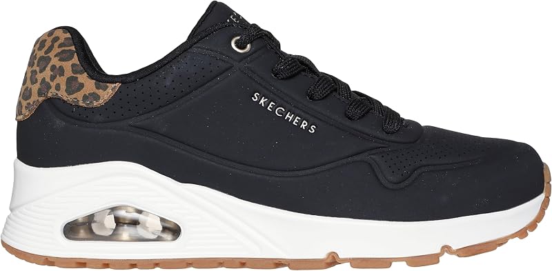 Baskets Uno Jungle NiteSneaker pour Femme, Durabuck - Maille en Daim imprimé léopard - Noir, 40 EU