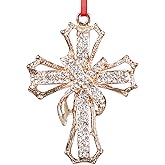 WaaHome Metal Cross Christian Christmas Ornaments - Religious Christmas Ornament Gifts for Women Girls Mom, 2025 Cross Keepsake Ornament Nativity Ornaments for Xmas Tree Decorations