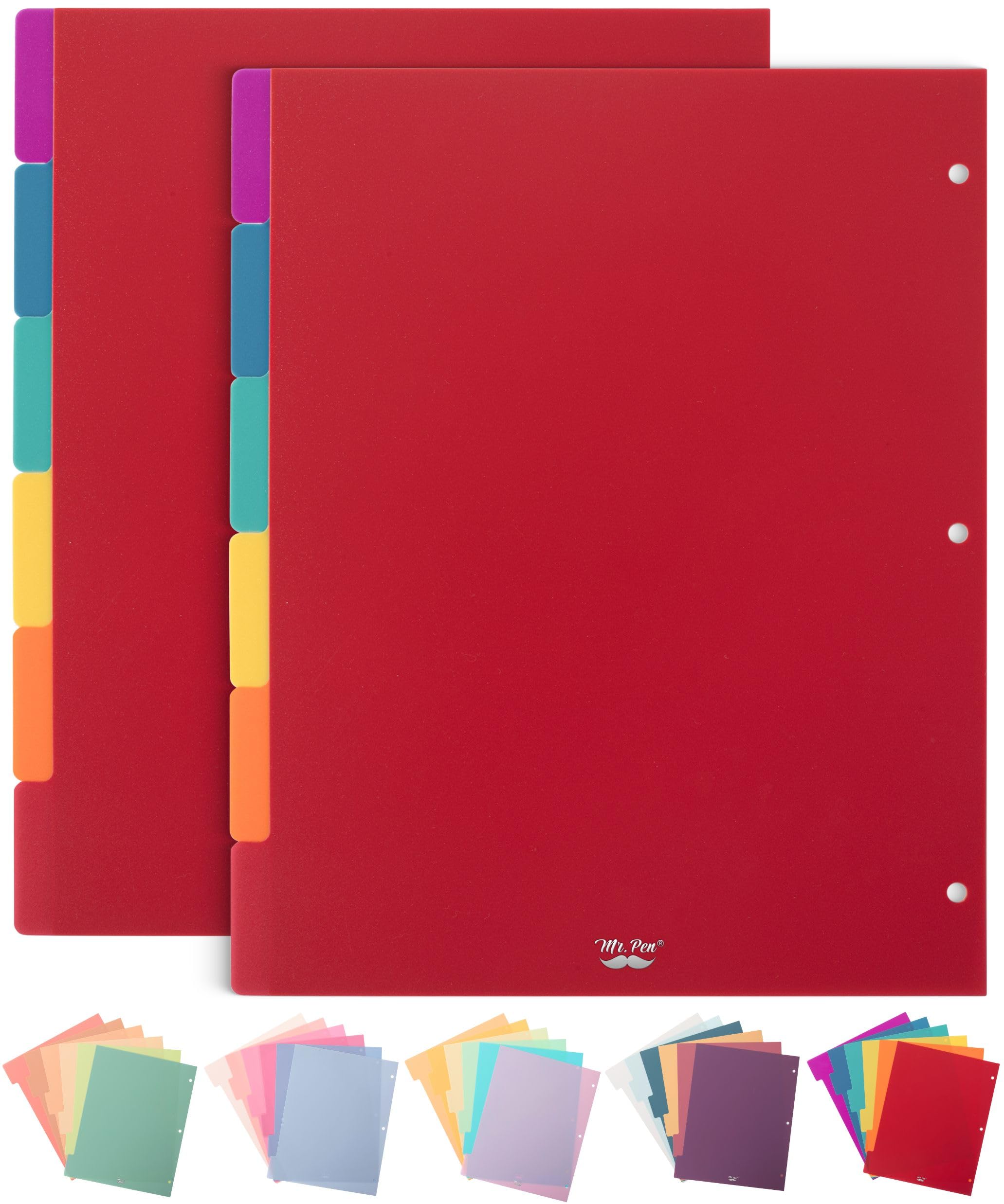 Photo 1 of Mr. Pen Binder Dividers, 2 Sets of 6 Tab Dividers (12 Total), Plastic for 3 Ring Binder