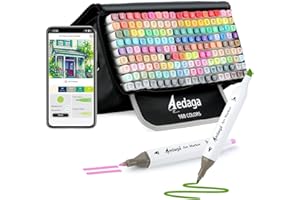 AEDAGA 168 Colors Alcohol Markers with Free App, Dual Tip Art Markers with Kickstand Case for Artists Adults and Kids, Alcohol Based Marker for Coloring Painting Sketching and Drawing, Great Gift