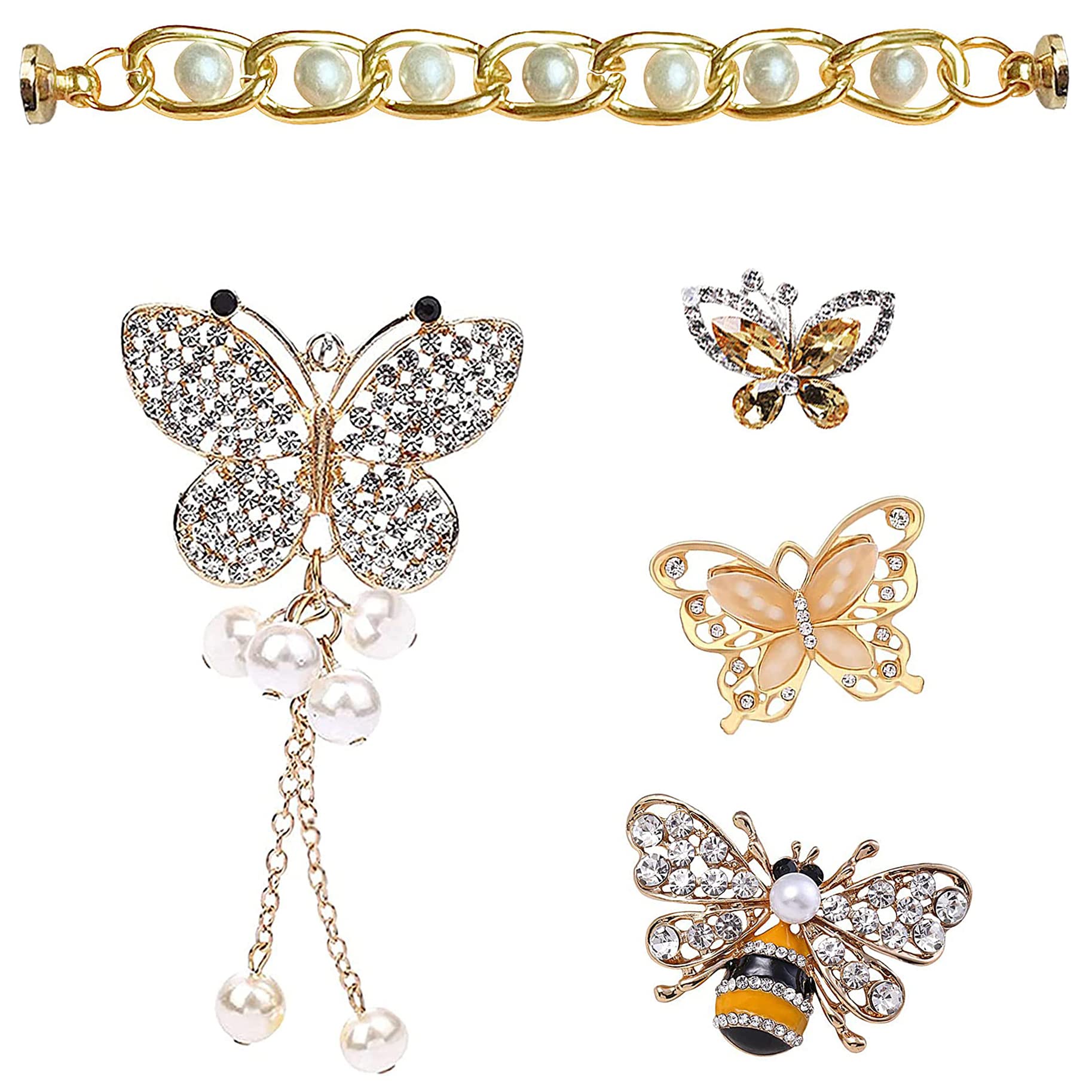 ZOKUZO Chic Bling Shoe Charms Gold and Sliver Designer Jewels Pretty Cute Chains Decorations Accessories for Women Girl Adults