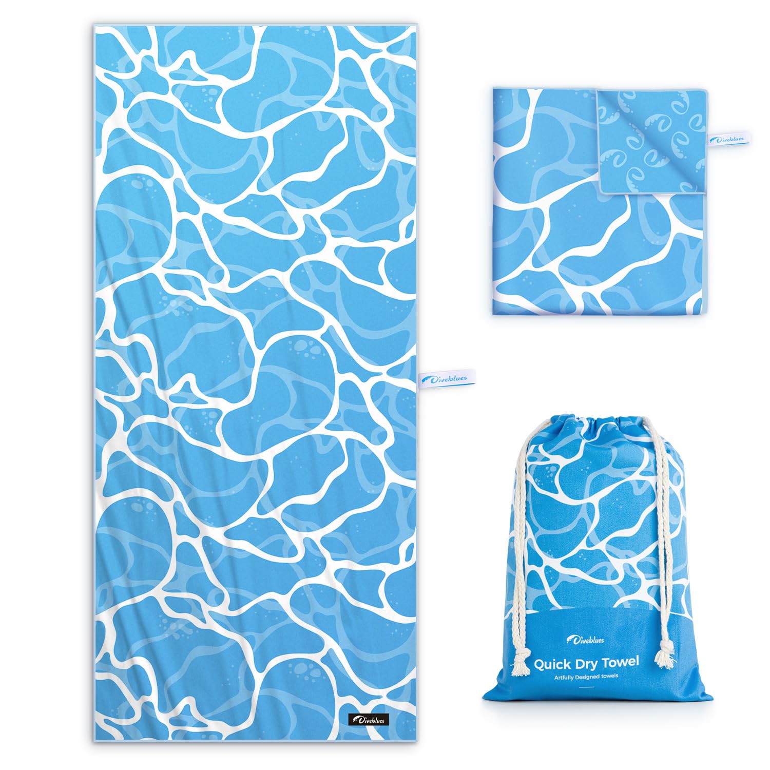 Diveblues Microfiber Beach Towel Fast Drying, Extra Large 79" x 57" Sand Free Beach Towel Super Lightweight Towels for Swimming Pool, Camping, Picnic, Yoga Gym Sports