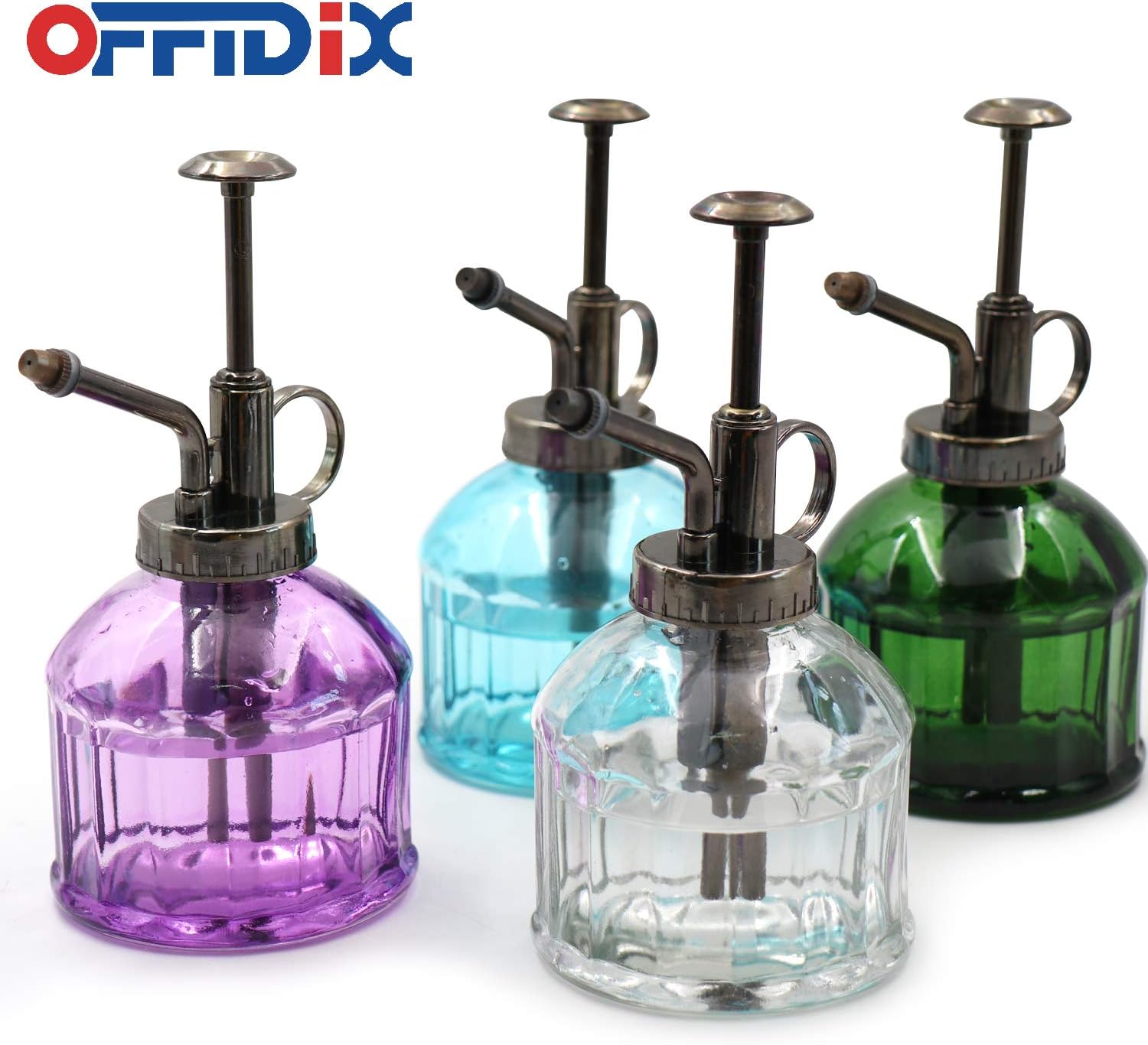 OFFIDIX Transparent Glass Watering Spray Bottle, Plant Mister with Plastic Bronze Plastic Top Pump, Glass Small Watering Can for Indoor Potted Plant, Outdoor Indoor Garden, Plants, Cleaning Solutions : Garden & Outdoor