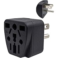 US Travel Plug Adapter EU/UK/AU/in/CN/JP/Asia/Italy/Brazil to USA (Type B), 3 Prong Grounded USA Wall Plug…