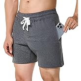 lammaige Mens 5 Inch Sweat Shorts Zipper Pockets Cotton Gym Shorts with Elastic Waist for Athletic Workout Lounge Casual