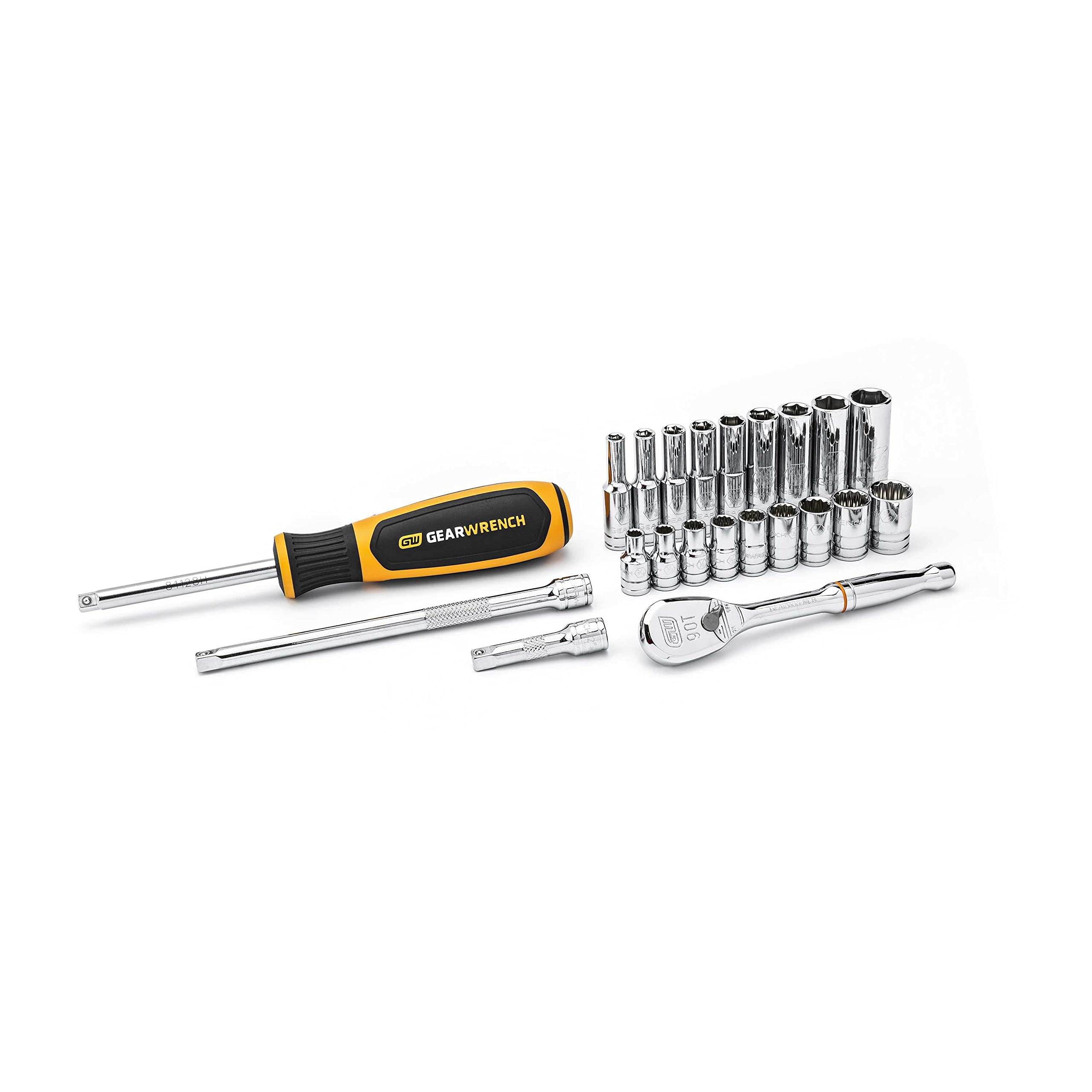 GearWrench 22 Pc. 1/4" Drive 6 & 12 Pt. Standard & Deep Mechanics Tool Set, SAE - 80325