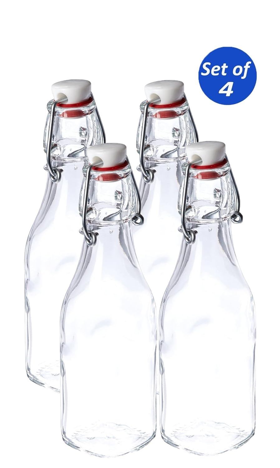 Bormioli Rocco Swing Top Glass Bottles, 8.5 Ounce Set of 4