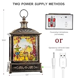 12.5'' Fall Snow Globe Lantern - Thanksgiving