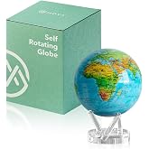 MOVA Self Rotating Globe, Ocean Blue Relief Prestige (8.5") | solar powered globe, no batteries or cords, gift for geography lovers, premium kinetic display, office desk decor