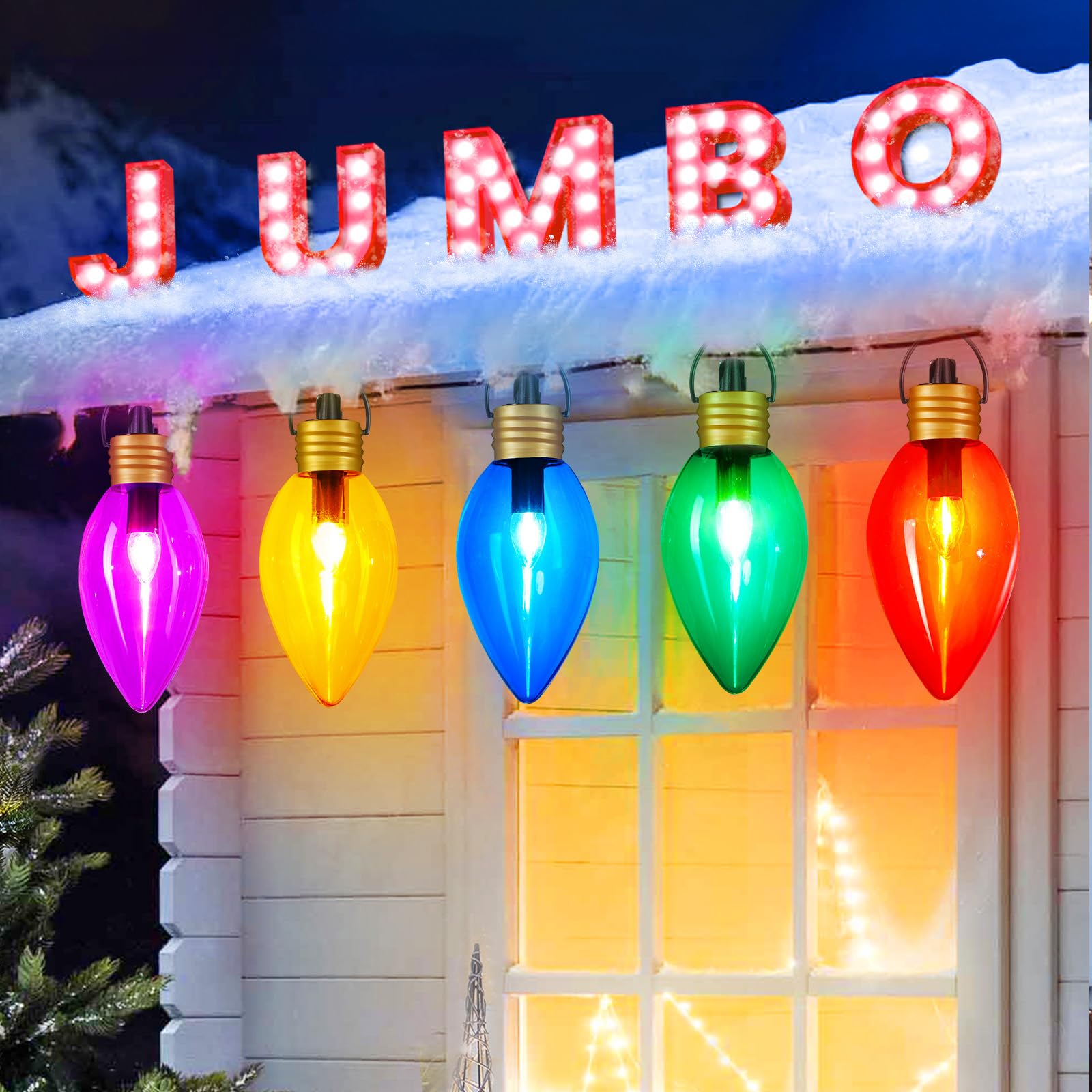 Photo 1 of 11Feet 5 LED Super Jumbo Christmas String Lights or Pathway Marker Lights, Outdoor Xmas Decorations- Jumbo C9 Hanging Lights Waterproof Lawn Dec for Holiday Home Tree Roof Yard Garden, Multicolor