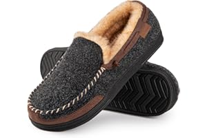 LongBay Mens Moccasin Slippers Warm Cozy House Shoes Indoor Outdoor