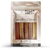 BULLY PALS - 6 inch Monster Bully Sticks for Power/Aggressive chewers - Thickest - 5 Pack - Long Lasting, All Natural, Single
