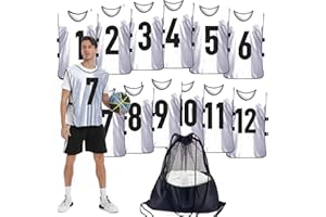 PULUOMASI Scrimmage Training Vest (12 Pack) Team Sports Pinnies Jerseys for Adult Youth Soccer Bibs Numbered Practice Jerseys