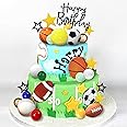 37 PCS Sports Cake Toppers Sports Cake Decoration with Soccer Football Baseball Basketball Tennis Golf for Boys Men Sports Theme Birthday Party Supplies (Sports)