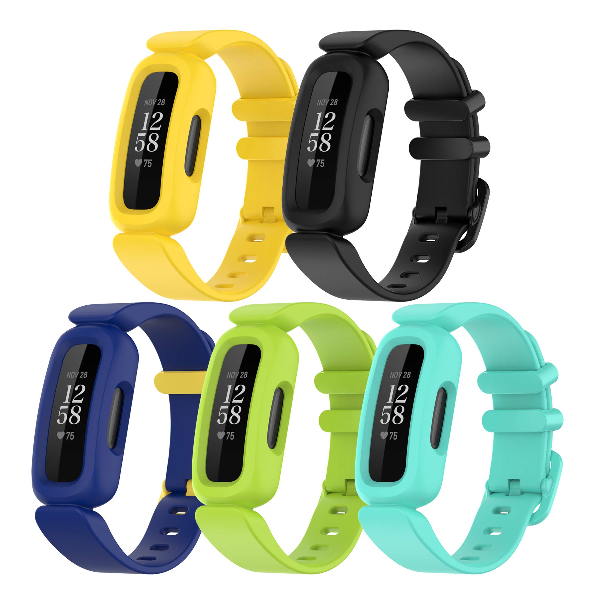 Chofit (5-Pack Replacement Straps Compatible with Fitbit Ace 3 Strap, Soft Silicone Sport Adjustable Flexible Wristbands Arm Band for Kids 6+ for Ace 3/ Inspire 2 Activity Tracker (5C)