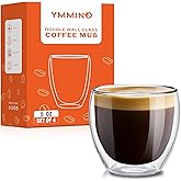 YMMIND Set of 4 Double Walled Glass Coffee Mugs 5 Ounces Insulated Layer Coffee Cups Borosilicate Glass Espresso Cup for Hot Beverage,Cappuccino,Tea,Latte,Wine,Microwave Safe