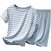 Umeyda Boys's Summer Pajamas Striped Short Sleeve Sets Modal Pjs