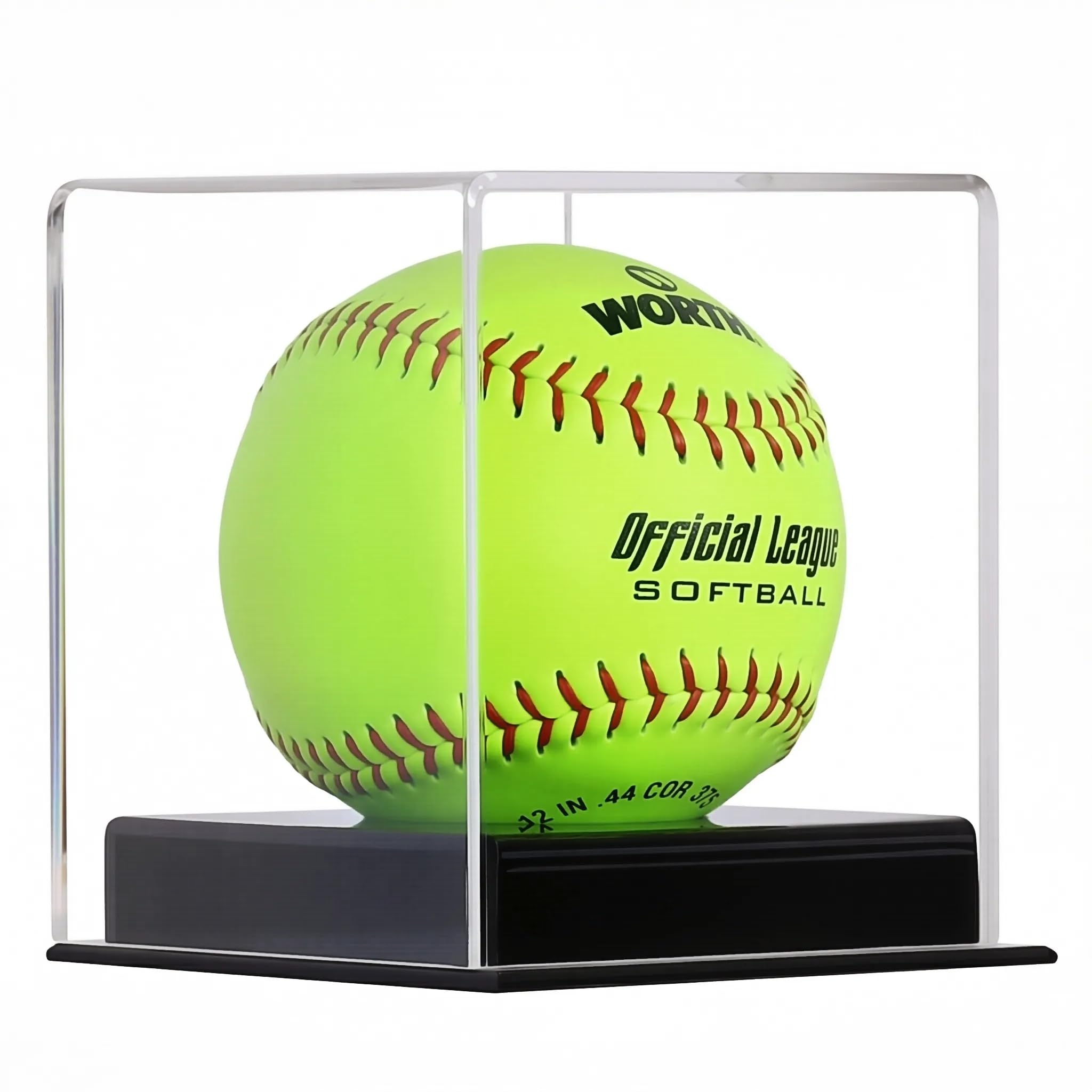 Pro UV Protected Softball Display Case Baseball Display Case Stand Championship Square BoxClear Display Cube for Official 12 Inches Ball Ball Storage Collections (Black Plastic Stand)
