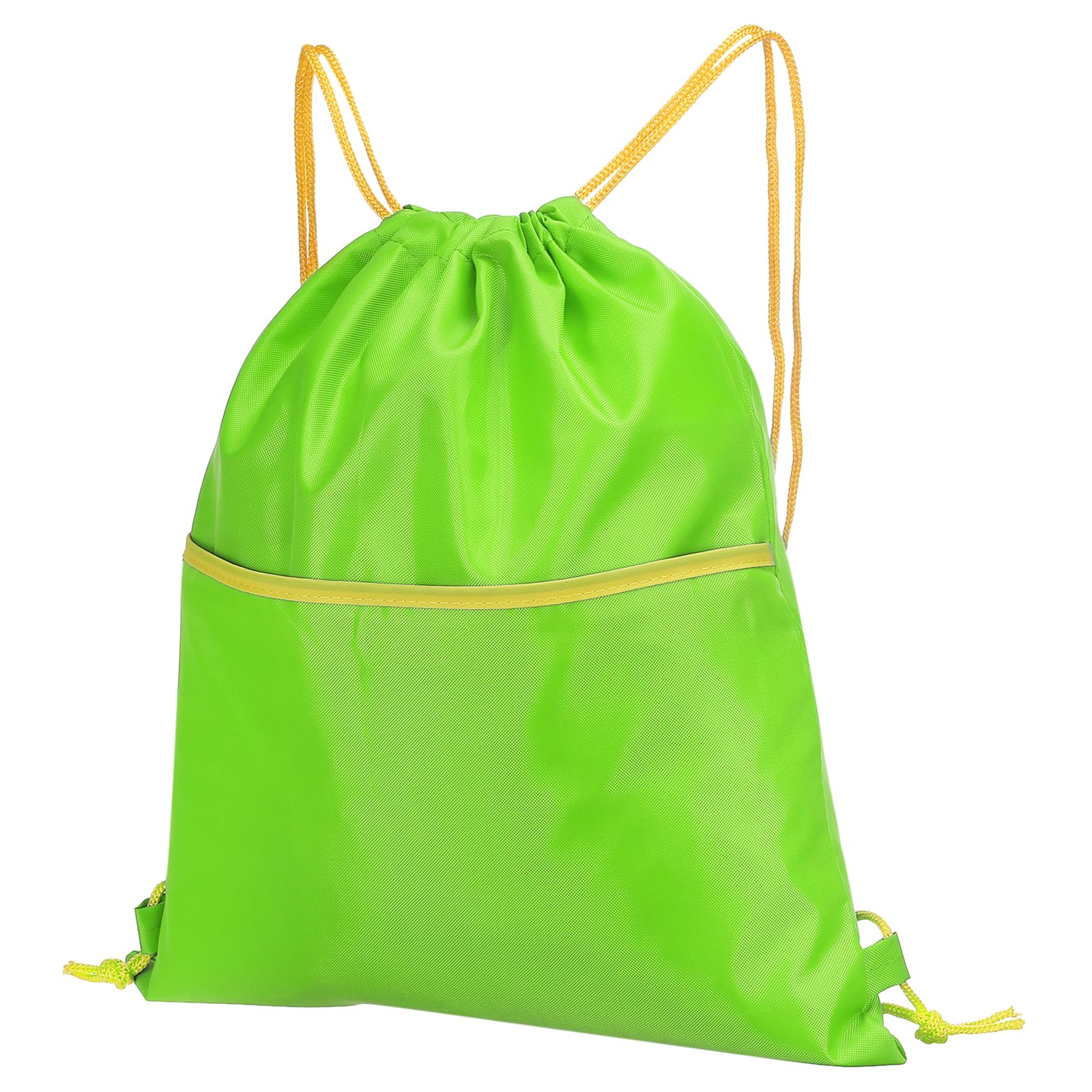 PATIKIL Drawstring Backpack Bag, Drawstring Gym Bag String Backpack with W Zipper Side Pocket for Women Men, Green