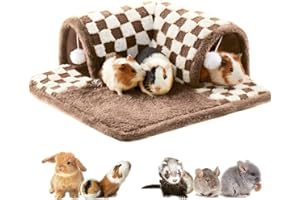 JEVND Guinea Pig Hideout Tunnel House Large, Removable Cozy Guinea Pig Hides and Tubes Fleece for Cage Corner, Soft Small Animal Tunnel for Rats & Chinchillas & Ferrets (Brown)