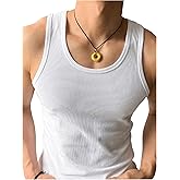 RoseSeek Men's Sleeveless Tank Tops Ribbed Knit Scoop Neck Tank Undershirt Workout Gym Muscle Tank T-Shirt