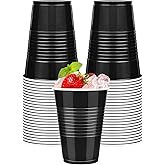 WYTAOHZL 50 Pack Black Plastic Cups 16 OZ Black Disposable Cups for Party Drinking Cup Disposable Cup for Wedding Parties Picnic