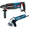 Bosch 11255VSR-GWS8 1" SDS-plus Bulldog Xtreme Rotary Hammer with 4-1/2" Small Angle Grinder, Blue