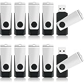 4GB USB Flash Drive 10 Pack, Swivel Memory Stick Thumb Drives with Lanyards, Portable Photo Stick Jump Drives Pendrive Zip Drive USB Key with LED Indicator for Data Storage Office Business Students